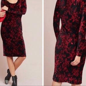 Anthropologie HD in Paris Black & Red Velvet Dress Size Small